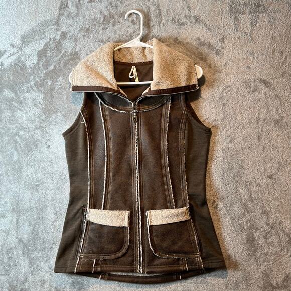 Kuhl Dani Sherpa Brown Vest Zipper Pockets Women's Size Small Hiking Gorpcore - Picture 1 of 7